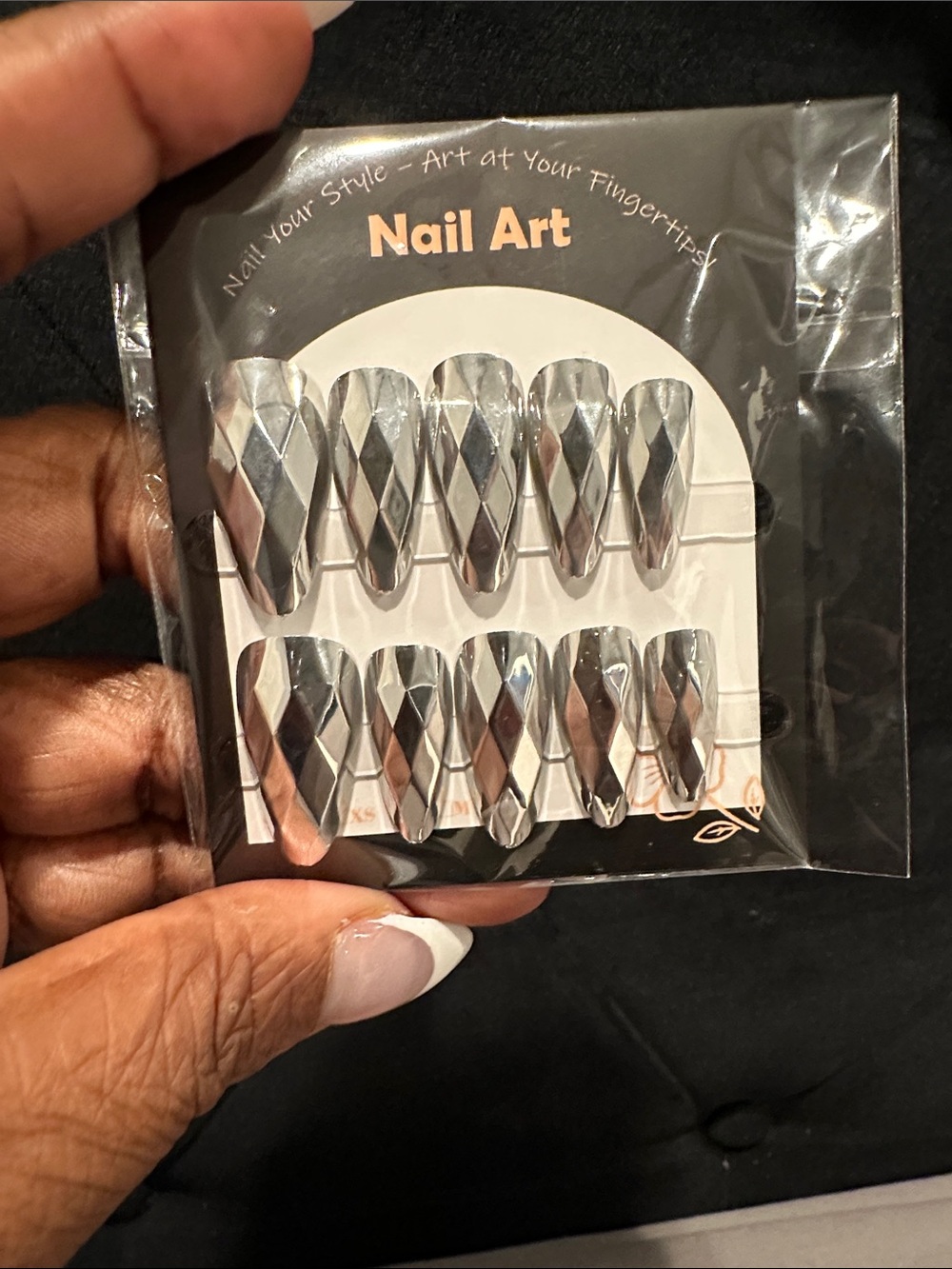 Geometric Chrome Press-On Nails - Silver Mirror Finish